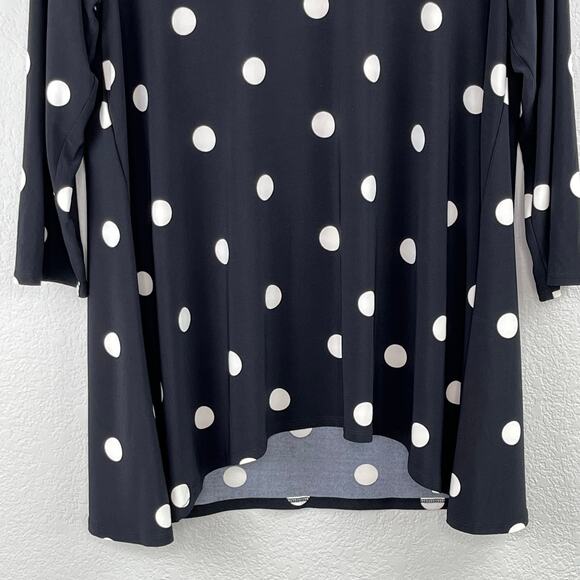 Anne Klein Black White Polka Dot 3/4 Sleeves High Low Tunic Top Plus 0X NWOT - Picture 6 of 13